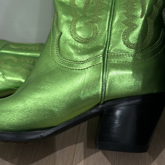 Jeffrey Campbell Dagget Western Boot 8 Cowboy Boots Metallic Green Peridot - Picture 8 of 9